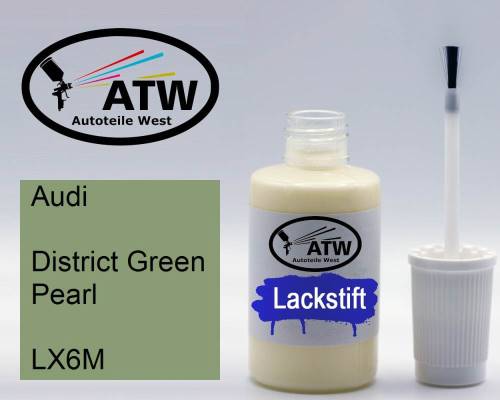 Audi, District Green Pearl, LX6M: 20ml Lackstift, von ATW Autoteile West.